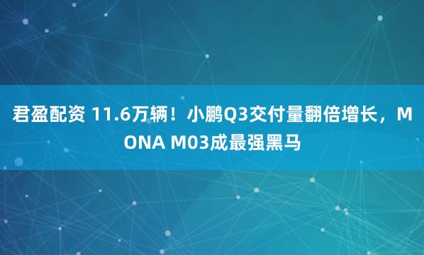 君盈配资 11.6万辆！小鹏Q3交付量翻倍增长，MONA M03成最强黑马